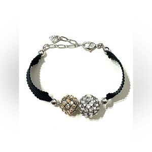 Swarovski Sparkle Crystal Orbs Ribbon Bracelet 6” - 7.5”